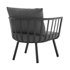Riverside Gray/Charcoal Outdoor Patio Aluminum Armchair (Set of 2) - Ornate Home