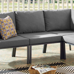 Riverside Gray/Charcoal Outdoor Patio Aluminum Armless Chair - Ornate Home