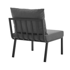 Riverside Gray/Charcoal Outdoor Patio Aluminum Armless Chair - Ornate Home