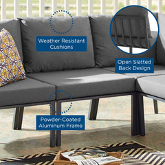 Riverside Gray/Charcoal Outdoor Patio Aluminum Armless Chair - Ornate Home