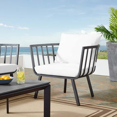 Riverside Gray/White Outdoor Patio Aluminum Armchair - Ornate Home