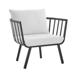 Riverside Gray/White Outdoor Patio Aluminum Armchair - Ornate Home