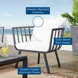 Riverside Gray/White Outdoor Patio Aluminum Armchair - Ornate Home
