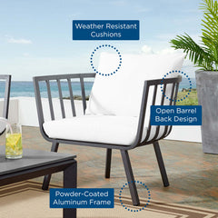Riverside Gray/White Outdoor Patio Aluminum Armchair - Ornate Home