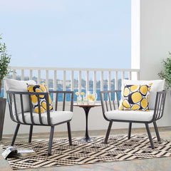 Riverside Gray/White Outdoor Patio Aluminum Armchair (Set of 2) - Ornate Home