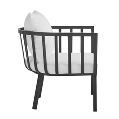 Riverside Gray/White Outdoor Patio Aluminum Armchair (Set of 2) - Ornate Home
