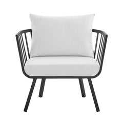 Riverside Gray/White Outdoor Patio Aluminum Armchair (Set of 2) - Ornate Home