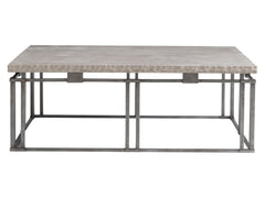 Riverton Bianco Travertine/Silver Cocktail Table - Ornate Home