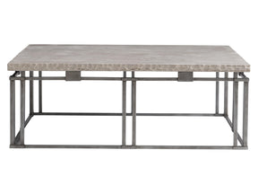 Riverton Bianco Travertine/Silver Cocktail Table - Ornate Home