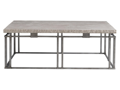 Riverton Bianco Travertine/Silver Cocktail Table - Ornate Home