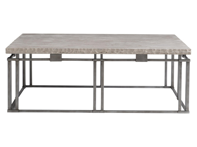 Riverton Bianco Travertine/Silver Cocktail Table - Ornate Home