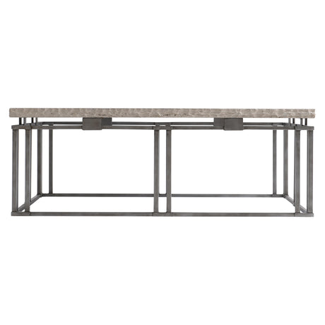 Riverton Bianco Travertine/Silver Cocktail Table - Ornate Home