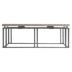 Riverton Bianco Travertine/Silver Cocktail Table - Ornate Home