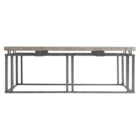 Riverton Bianco Travertine/Silver Cocktail Table - Ornate Home