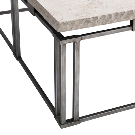 Riverton Bianco Travertine/Silver Cocktail Table - Ornate Home