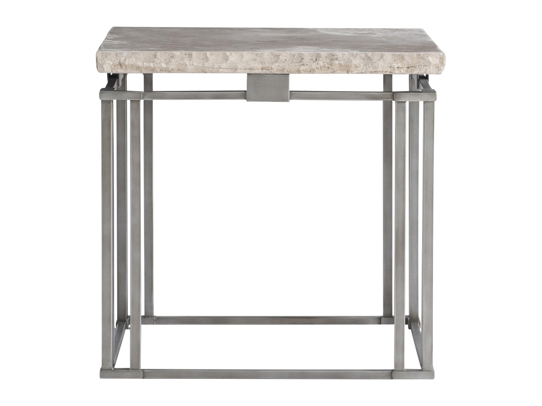 Riverton Bianco Travertine/Silver Side Table - Ornate Home
