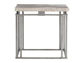 Riverton Bianco Travertine/Silver Side Table - Ornate Home