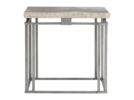 Riverton Bianco Travertine/Silver Side Table - Ornate Home