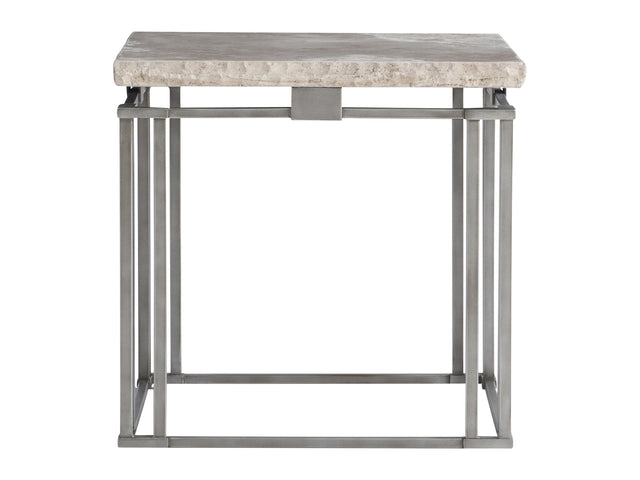 Riverton Bianco Travertine/Silver Side Table - Ornate Home