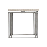 Riverton Bianco Travertine/Silver Side Table - Ornate Home
