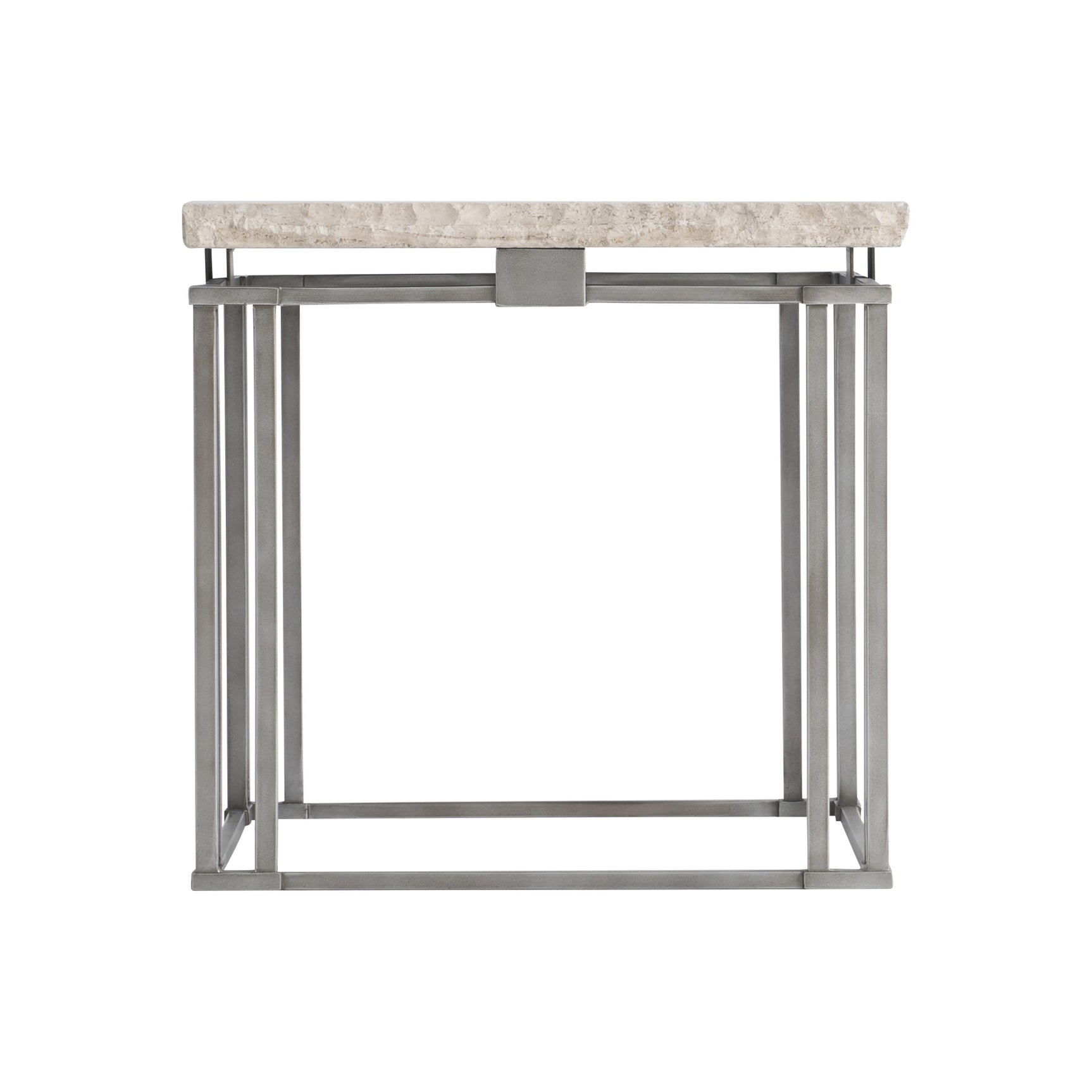 Riverton Bianco Travertine/Silver Side Table - Ornate Home