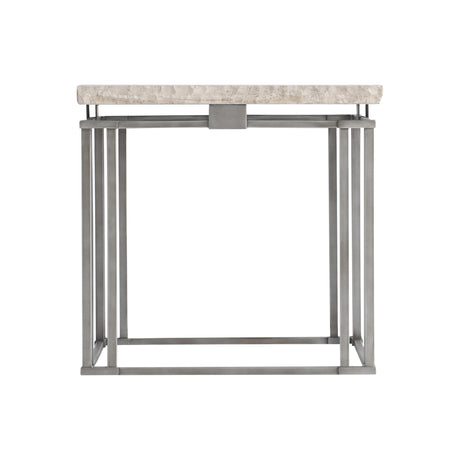 Riverton Bianco Travertine/Silver Side Table - Ornate Home
