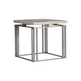 Riverton Bianco Travertine/Silver Side Table - Ornate Home