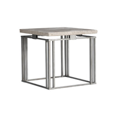 Riverton Bianco Travertine/Silver Side Table - Ornate Home