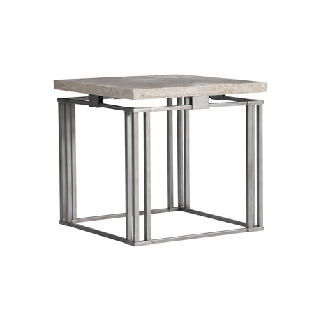 Riverton Bianco Travertine/Silver Side Table - Ornate Home