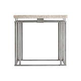 Riverton Bianco Travertine/Silver Side Table - Ornate Home