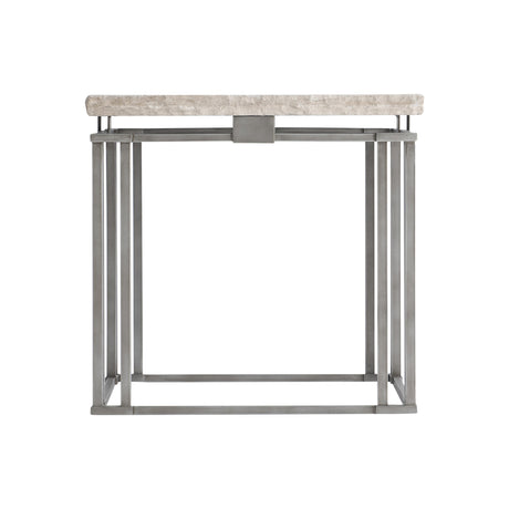Riverton Bianco Travertine/Silver Side Table - Ornate Home