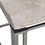 Riverton Bianco Travertine/Silver Side Table - Ornate Home