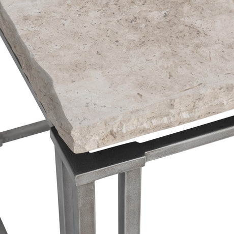 Riverton Bianco Travertine/Silver Side Table - Ornate Home