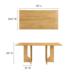 Rivian Oak Rectangular 70" Wood Dining Table - Ornate Home