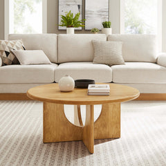 Rivian Oak Round 34" Coffee Table - Ornate Home