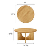 Rivian Oak Round 34" Coffee Table - Ornate Home