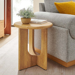 Rivian Oak Round Side Table - Ornate Home