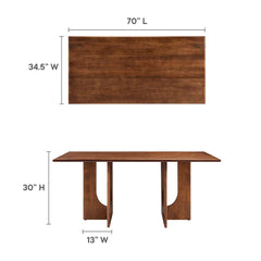 Rivian Walnut Rectangular 70" Wood Dining Table - Ornate Home
