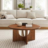 Rivian Walnut Round 34" Coffee Table - Ornate Home