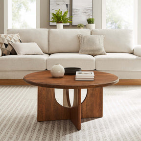 Rivian Walnut Round 34" Coffee Table - Ornate Home