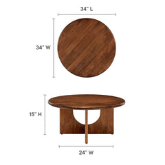 Rivian Walnut Round 34" Coffee Table - Ornate Home
