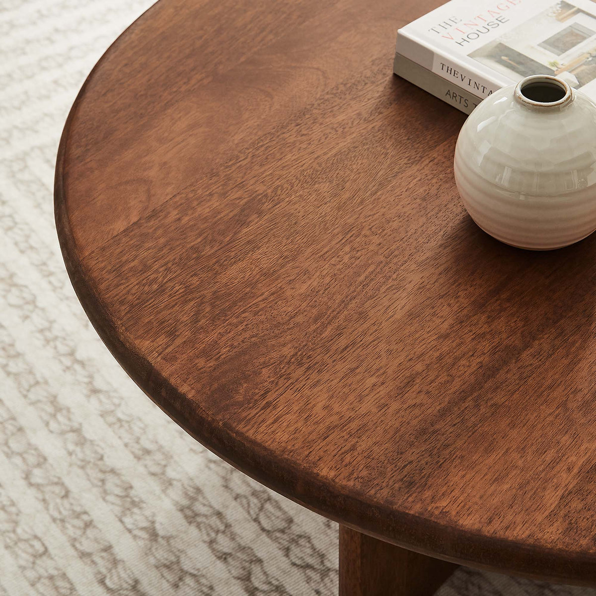 Rivian Walnut Round 34" Coffee Table - Ornate Home