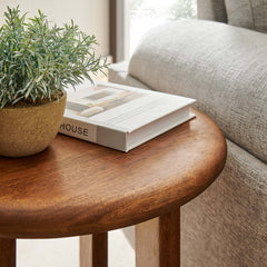 Rivian Walnut Round Side Table - Ornate Home