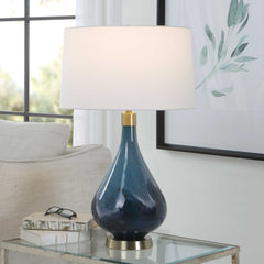 Riviera Blue Art Glass Table Lamp - Ornate Home
