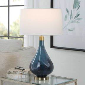 Riviera Blue Art Glass Table Lamp - Ornate Home