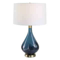 Riviera Blue Art Glass Table Lamp - Ornate Home