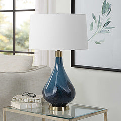 Riviera Blue Art Glass Table Lamp - Ornate Home