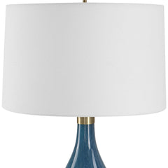 Riviera Blue Art Glass Table Lamp - Ornate Home