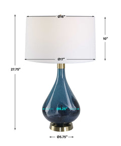 Riviera Blue Art Glass Table Lamp - Ornate Home