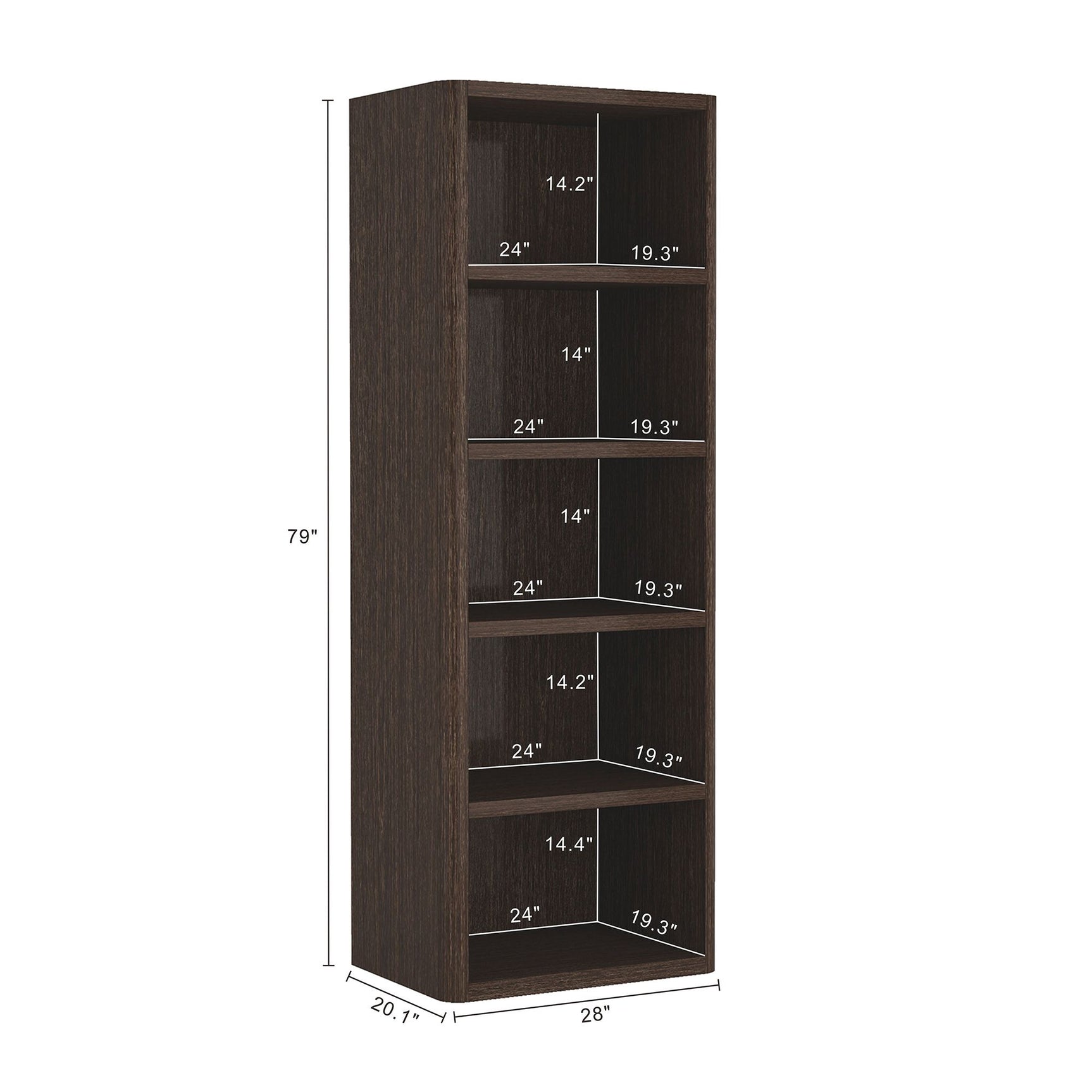 Rivington Dark Walnut 28" Open Bookcase - Ornate Home